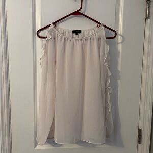 1 State Sheer Cold Shoulder Blouse with Ruffled Sleeves, Sz M